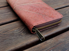 Load image into Gallery viewer, Wallet/Purse made from recycled leaves, sustainable vegan wallet with zipper in brown - vegan & eco-friendly