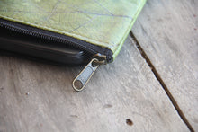 Load image into Gallery viewer, Green notebook sleeve made from laminated leaves with cotton lining
