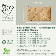 Laden des Bilds im Galerie-Viewer, 13–14" nachhaltige vegane Laptoptasche aus Kork, MacBook Hülle, Farb-Akzenten