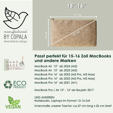 Cargar imagen en el visor de la galería, Funda para portátil de 15 - 16 pulgadas de corcho con cremallera amarilla