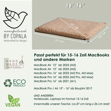 Charger l'image dans la galerie, Laptop-Hülle 15 - 16 " Zoll aus Kork - Natur