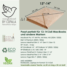 Indlæs billede til gallerivisning Gefütterte 13–14" Laptoptasche aus Kork | Nachhaltige vegane Laptop Hülle mit Magnetverschluss, wasserabweisend für MacBook Air & Pro, Natur