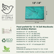 Laden des Bilds im Galerie-Viewer, 13–14" nachhaltige vegane Laptoptasche aus Blättern, MacBook Hülle in türkis