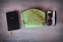 Load image into Gallery viewer, Leaf leather cosmetic bag | Toiletry bag for women | Sustainable mens wash bag | Vegan makeup bag | Unique wedding gift in Green
