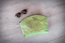 Load image into Gallery viewer, Leaf leather cosmetic bag | Toiletry bag for women | Sustainable mens wash bag | Vegan makeup bag | Unique wedding gift in Green
