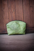 Load image into Gallery viewer, Leaf leather cosmetic bag | Toiletry bag for women | Sustainable mens wash bag | Vegan makeup bag | Unique wedding gift in Green
