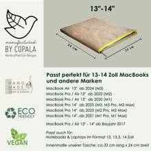 Laden des Bilds im Galerie-Viewer, Laptop-Hülle 13 &quot; - 14 &quot; Zoll aus Kraft Papier mit gelbem Zipper
