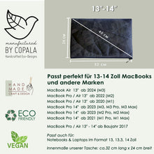 Charger l&#39;image dans la galerie, Laptop-Hülle 13&quot; - 14&quot; Zoll aus recycelten Blättern in schwarz / grau
