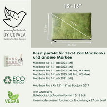Laden des Bilds im Galerie-Viewer, Laptop-Hülle 15&quot; - 16&quot; Zoll aus recycelten Blättern in grün
