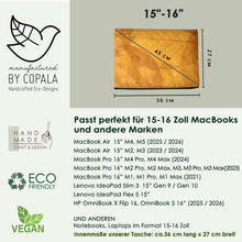 Load image into Gallery viewer, Laptop sleeve 15" - 16" inch made from recycled leaves in yellow
