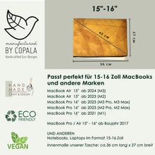 Ladda upp bild till gallerivisning, Laptop-Hülle 15&quot; - 16&quot; Zoll aus recycelten Blättern in gelb
