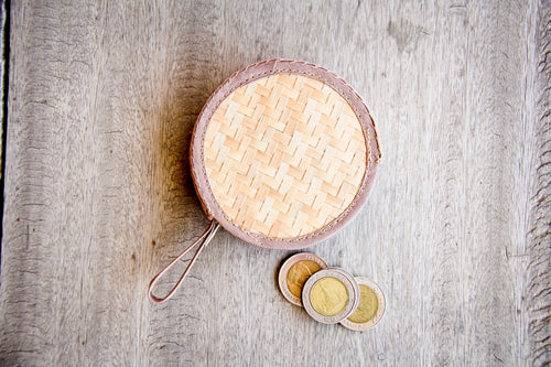 Mini Portemonnaie aus Bambus Holz mit Zipper